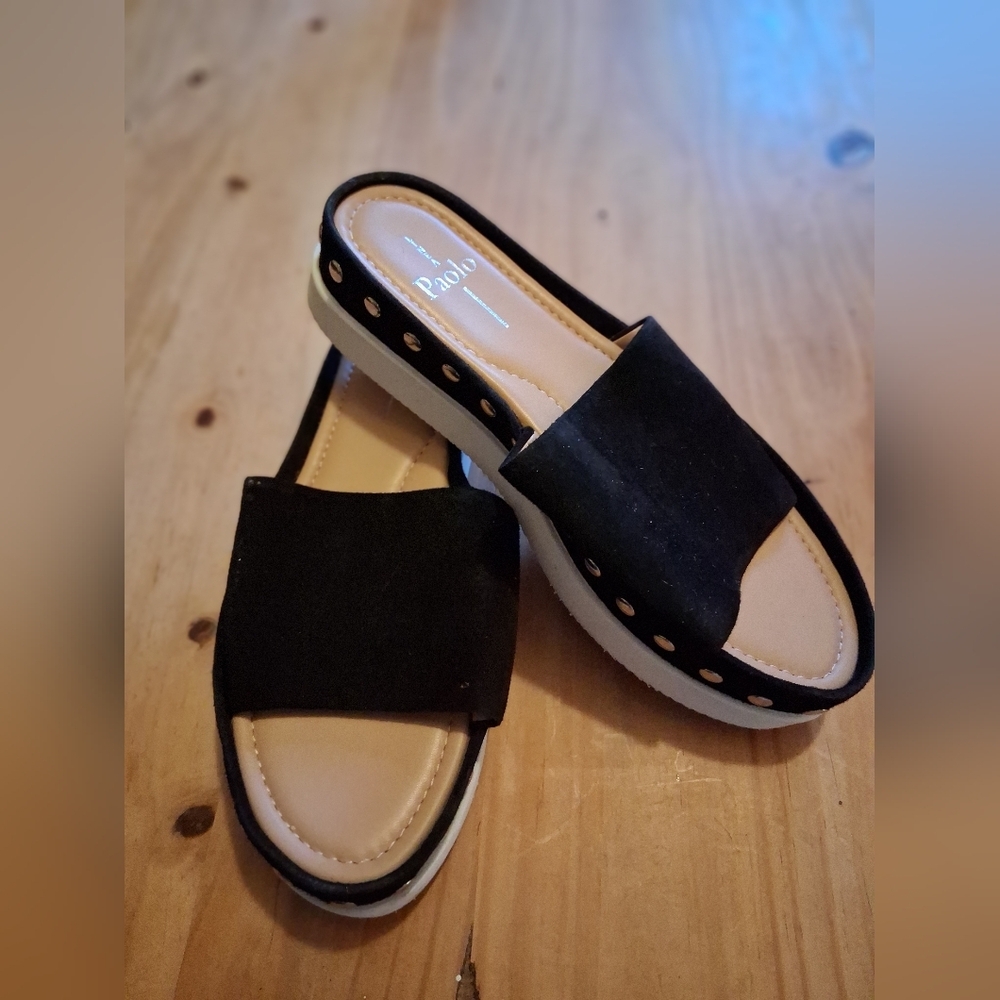 Paolo Black Slide Sandals